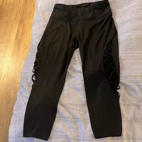 Avia Pants & Jumpsuits Black Athletic Stretch Pants With Braided